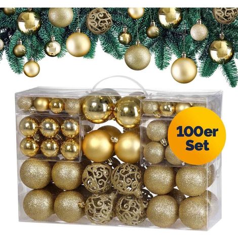 CASARIA® Weihnachtskugeln 100er Set Christbaumkugeln Weihnachtsbaumkugeln Weihnachtsbaumschmuck Christbaumkugeln Weihnachtsdeko gold (1/5)