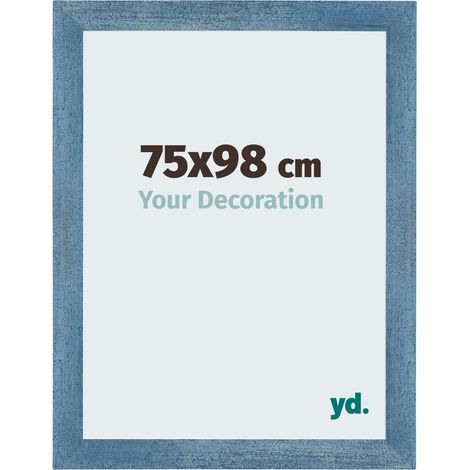 Your Decoration - 75x98 cm - Cadres Photo en MDF Avec Verre acrylique - Anti-Reflet - Excellente Qualité - Bleu Brillant Patiné - Cadre Decoration Murale - Mura.