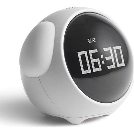 Réveil pour Enfants Rapport ponctuel avec veilleuse à Commande vocale Luminosité réglable Détection de la température Fonction Snooze pour garçons Filles Blanc (1/5)