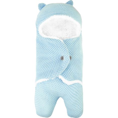 Neugeborenen-Schlafsack für Herbst- und Winterwanderungen, Anti-Strat-Babydecke, warmer Schlafsack für den Kinderwagen, hellblau (1/4)