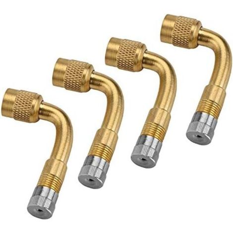 90-Grad-Reifenventil-Verlängerungsadapter für Autos, Motorräder, Fahrräder, Universalventile (4 Stück, Gold) (1/5)