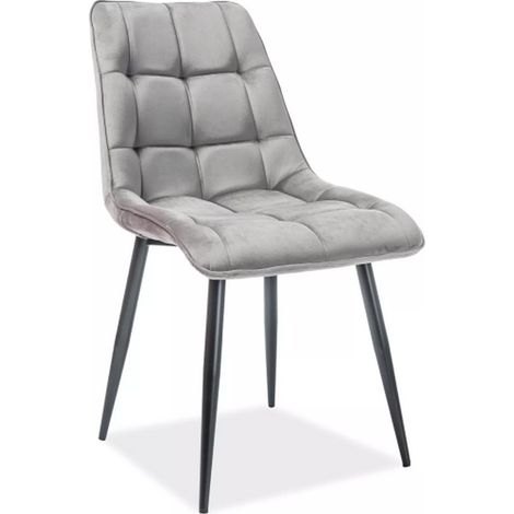 Chaise en velours "Chic D" - Velvet - Gris - l 50 x H 88 cm - Livraison gratuite (1/5)
