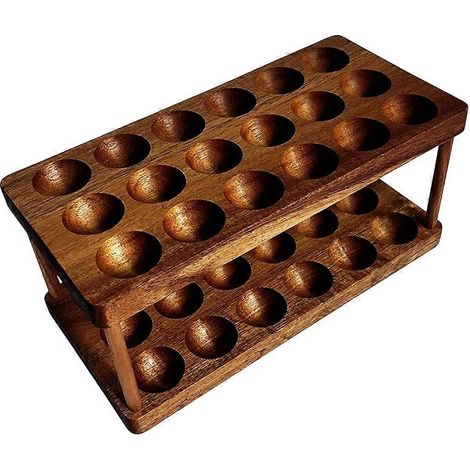 Porte-œufs double en bois, panier de rangement à œufs frais à 2 niveaux pour la cuisine, organisateur de plateau à œufs pour plan de travail (1/5)