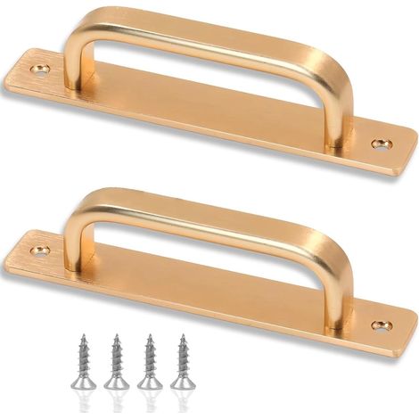 Lot de 2 poignées de porte coulissante 180 mm en alliage d'aluminium doré pour portes d'armoires, poignées coulissantes avec vis pour armoires, portes intérieures et portes extérieures (1/5)