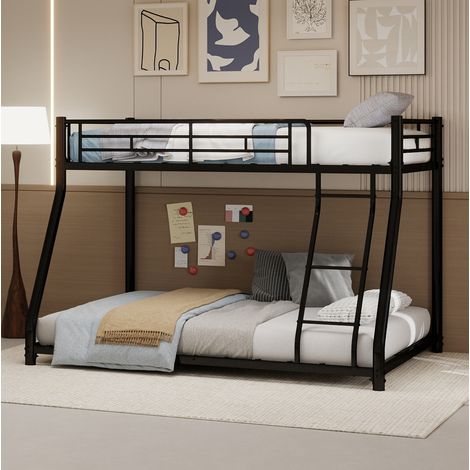 lit adulte superposé double 90x190 140x190 métal noir HAVRYA (1/5)