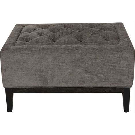 Theodore Buttoned Stool - Wood/Foam/Poly/Metal - L61 x W81 x H48 cm - Grey
