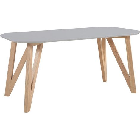 Table à manger scandinave ovale 2 à 4 personnes en chêne massif et gris mat 120 x 80 x 76 cm - PANGIVO (1/5)