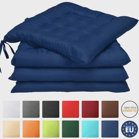 Lot de 4 Galettes de chaise Léa Bleu foncé