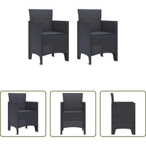Chaise de terrasse - Chaise de jardin 2 pcs Anthracite 53 x 49 x 85 cm Polypropylène (1/5)