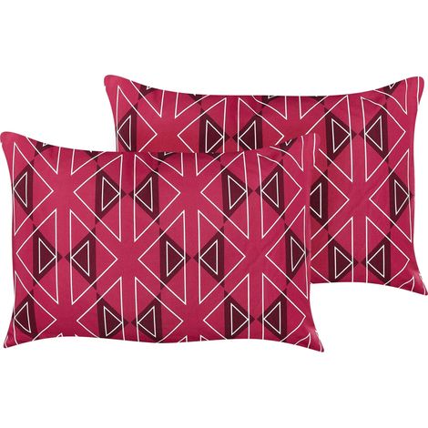 Gartenkissen 2er Set MEZZANO Geometrisches Muster 40 x 60 cm Fuchsia (1/5)