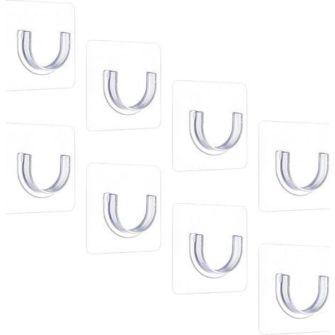 8 Pièces Support Tringle Rideaux Sans Percage,Crochets de Tension Transparents,Tringle Rideau Douche Support Douche Mural Adhésif,Pour Armoire de Salle de Bain (1/5)