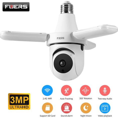 Caméra de sécurité intérieure de type ampoule E27 (compatible WiFi 2,4 GHz, suivi automatique des personnes et éclairage par projecteur) (1/5)