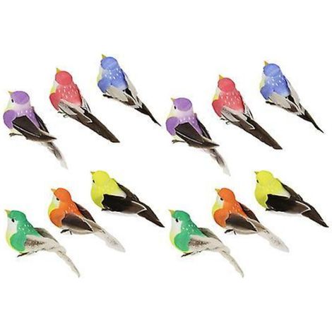 Simulation Plume Oiseau Forêt Jardin Branches Groupées Vert Décoration Mousse Couleur Faux Oiseau (12pcs) (1/3)