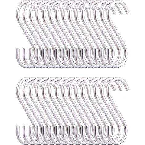 Crochets en S pour suspendre 30 paquets, crochet en acier inoxydable robuste, pour la cuisine, extérieur, jardin, crochet, pour accrocher casserole ustensiles de cuisine tasse serviette (1/5)