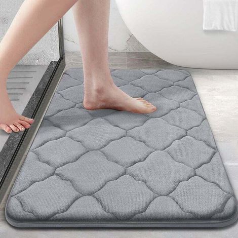 Tappetino da bagno in memory foam, 61 x 40,6 cm, ultra morbido, antiscivolo e assorbente, lavabile in lavatrice, asciugabile in asciugatrice, comodo e spesso per pavimento del bagno, vasca e doccia. (1/4)