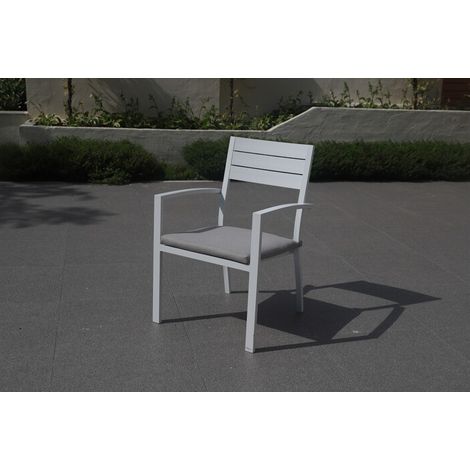 POLTRONA IN ALLUMINIO BIANCO CON CUSCINO- 1,0 pz