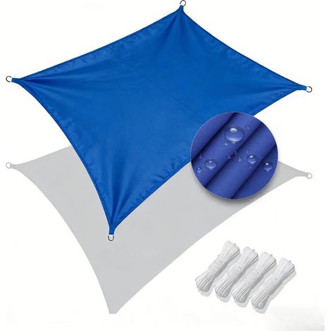 Voile d'ombrage imperméable (bleue, 3,6 x 3,6 m), protection UV à 95 %, auvent de jardin (1/5)