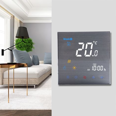 Eosnow Thermostat de chauffage pour chaudière à eau/gaz, régulateur de température numérique, grand écran LCD, bouton tactile, 5A