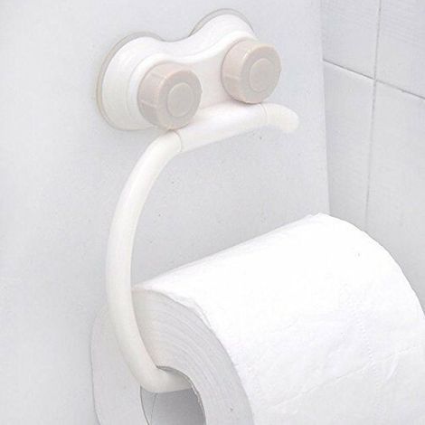 TrAdE Shop Traesio - Porta Rotolo Portarotolo Carta Igienica Accessorio Bagno Con Attacco A Ventosa -