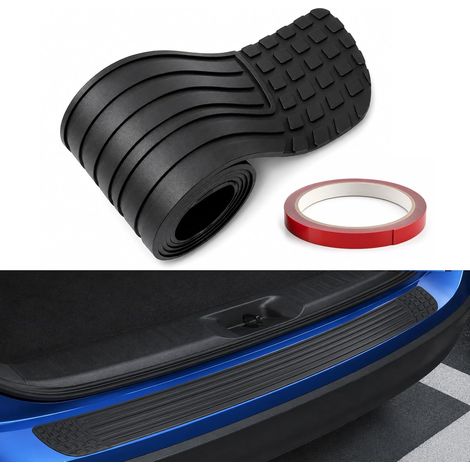 Protection Pare Choc Voiture 90 x 7 cm, Bande Autocollante en Caoutchouc pour Seuil De Coffre, Pare-Chocs Arrière, Chargement, Anti-Rayures, Voiture, SUV, Break, Noir, Accessoire Auto (1/5)