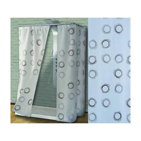 Peva Duschvorhang Kreise Weißer Hintergrund Braune Dekorationen – Cm.120X200H.