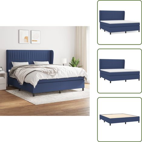 The Living Store Boxspringbett mit Matratze Blau 160x200 cm Stoff - Boxspringbett - Doppelbett - Schlafraum - Blau - Bettenrahmen