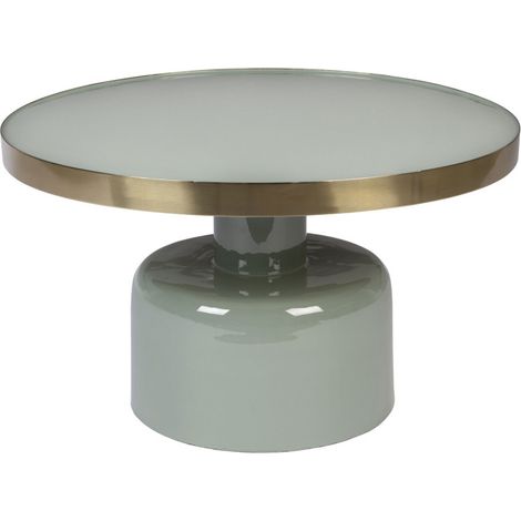Table basse 60x60x35 cm en métal vert et doré - GLAM (1/5)