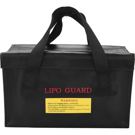 Sac de sécurité pour batterie Lipo antidéflagrant, grand espace, sacs de rangement pour batteries de chargement (noir) (1/5)
