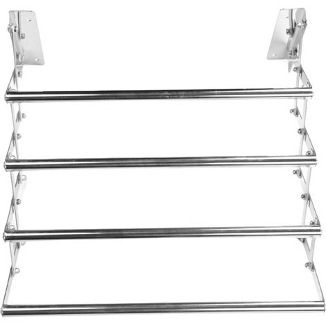étendoir à linge télescopique en acier inoxydable argenté, pour intérieur, balcon ou extérieur, coulissant et pliable, en acier inoxydable 304. Fixation murale.