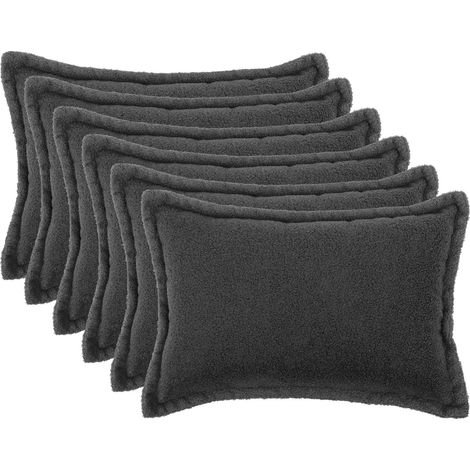 Kissenbezug 6 pcs HOUTEN Dunkelgrau 30 x 50 cm Bouclé vidaXL