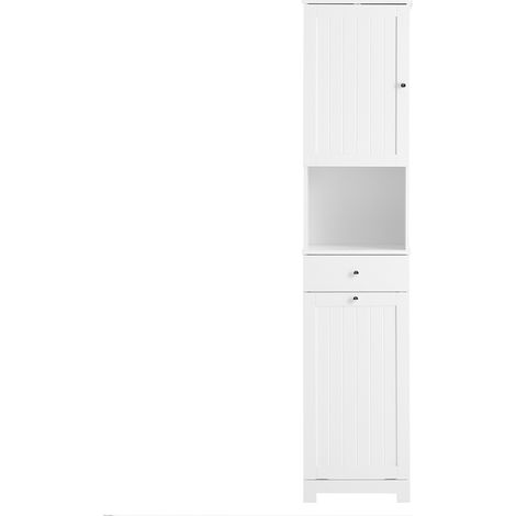 SoBuy Colonne de salle de bain avec un tiroir Blanc 40x38x180cm Fonctionnel BZR216-W