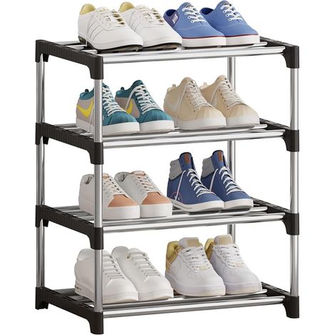 Petit meuble chaussure noir , étagère à chaussures empilable (1/5)