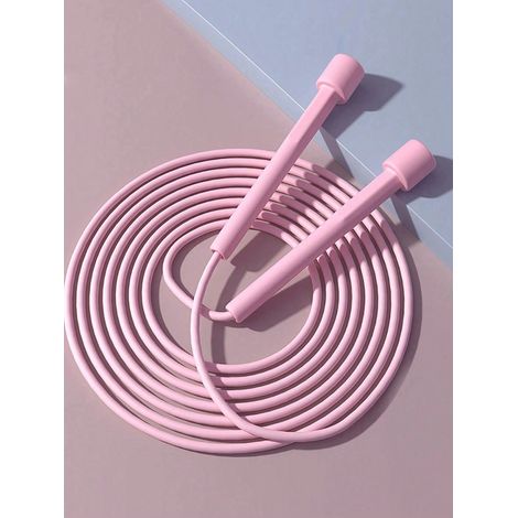 Corde à sauter réglable unisexe pour fitness aérobique et séances de gym, fabriquée en PVC avec poignées en plastique, corde à sauter légère et rapide, rose.
