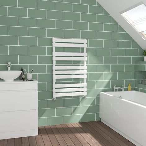 Flat Panel White Towel Radiator Bathroom Heated Warmer 1000x600mm (1/5)
