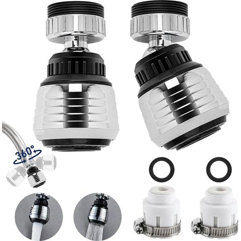 Set mit 2 Küchenarmaturen, 360° drehbarer Armaturkopf, 2 Betriebsmodi, Strahlregler mit 2 Adaptern (M22 und F24), wassersparend für Wasserhahn, Dusche, Küche und Bad