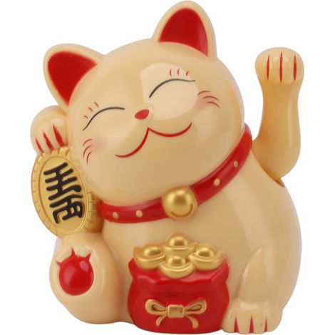 Chat de Fortune Électrique 5.5in avec Bras Mobile - Décoration Mignonne en Plastique pour Caisse MLY11020-2 Jaune (1/5)