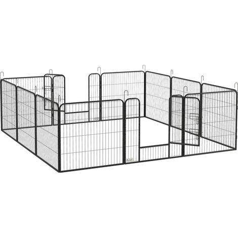 Recinto per cuccioli e piccoli animali 12 pannelli h 80 cm in acciaio con 2 porte grigio MODENUIT (1/4)