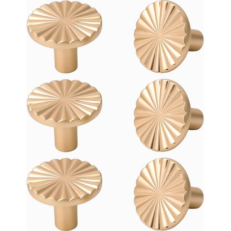 Lot de 6 boutons de porte dorés pour meubles de cuisine, poignées de tiroir de style vintage et quincaillerie pour commode.