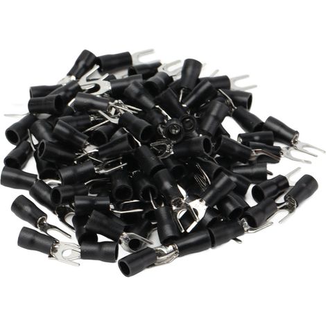 100PCS Embouts de Câble Fourche U Isolés, Connecteurs de Câblage en Cuivre à sertir 16‑14AWG (1/5)