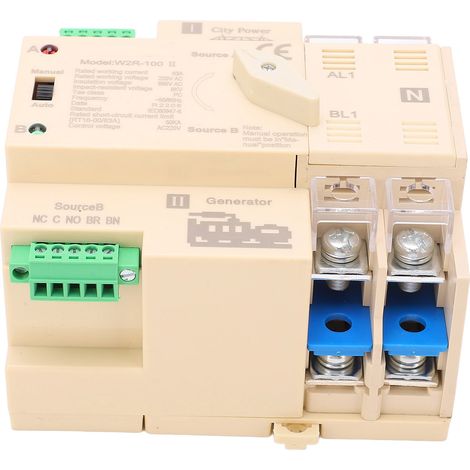 Automatischer Dual-Power-Umschalter mit Schnellsteuerung und Anschlussklemme für Wohnmobile, 2-polig, 63 A, 220 V (1/5)
