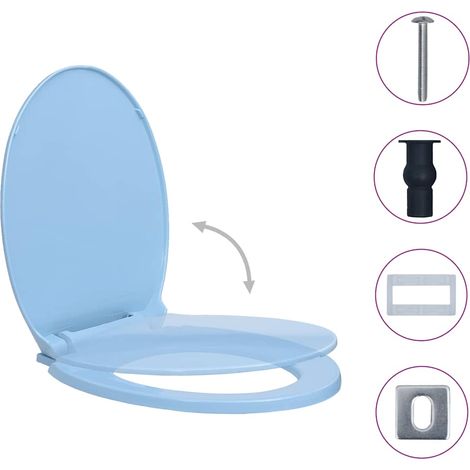 Siège de toilette à fermeture en douceur Bleu Ovale