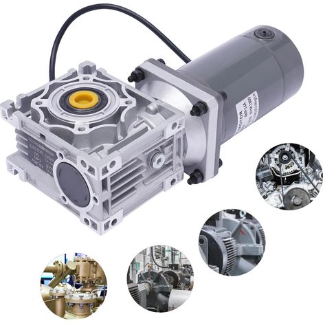 Motorreductor, potencia de 120 W, velocidad de 1800 RPM, voltaje de 12 V CC, par de 3,66 kg/cm, dimensiones de 9 x 14 cm. (1/5)