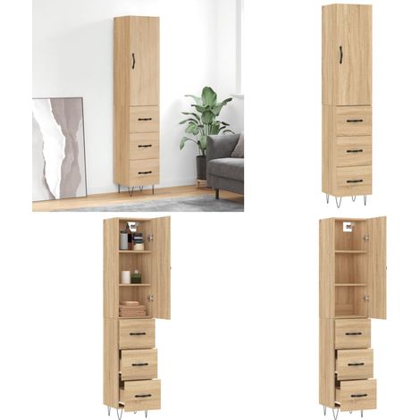 Highboard Sonoma-Eiche 34,5x34x180 cm Holzwerkstoff - Holzwerkstoff - Sonoma-Eiche (1/5)