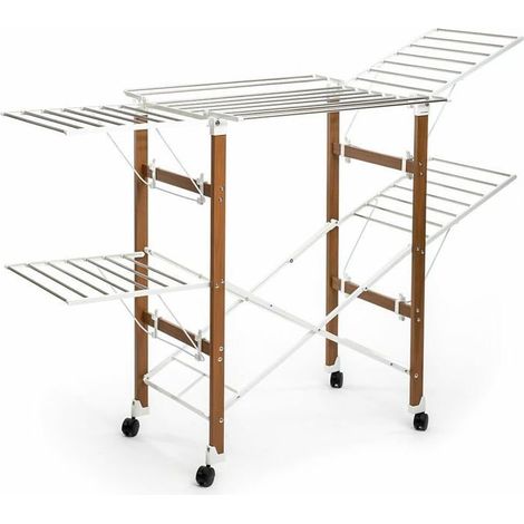 Étendoir à Linge, Séchoir Pliable Vertical roulettes, 18m d’étendage, Multi-Positions, 6 Ailes Réglables, Séchoir 38 Barres (1/5)