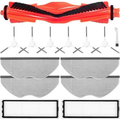 14 Kit d'accessoires pour Xiaomi S40C Robot Aspirateur, 1 Brosse principale, 6 Brosses latérales, 2 Filtre HEPA, 4 Chiffons de rechange, 1 Brosse de nettoyage (1/5)