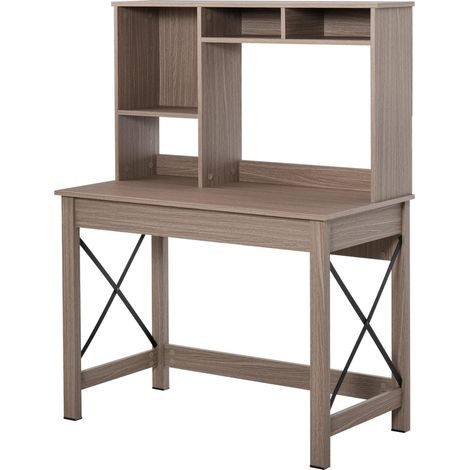 Scrivania da Ufficio Porta PC 105x50x137,5 cm con Libreria in Legno Truciolare Marrone (1/5)