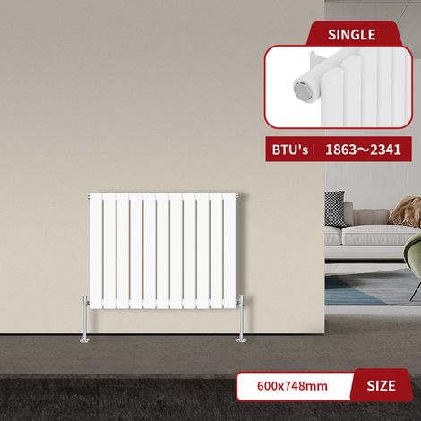 Warmehaus Flat Panel Radiator White Horizontal 600 x 748mm Single (1/5)