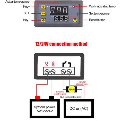 Digital display thermostat module, 3230 temperature controller, control switch, micro cooling and heating panel (1/5)