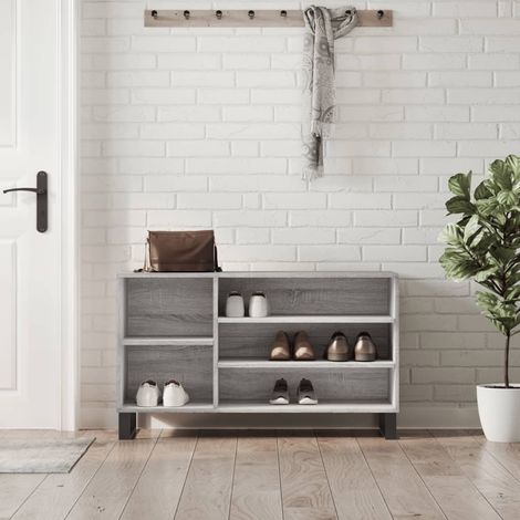 Mueble zapatero madera contrachapada gris Sonoma 102x36x60 cm vidaXL (1/5)