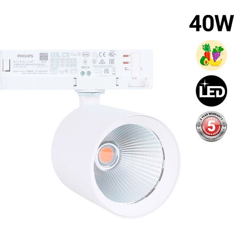Proyector LED Para Carril Trifásico 40W - Fruterías Y - Blanco (1/5)